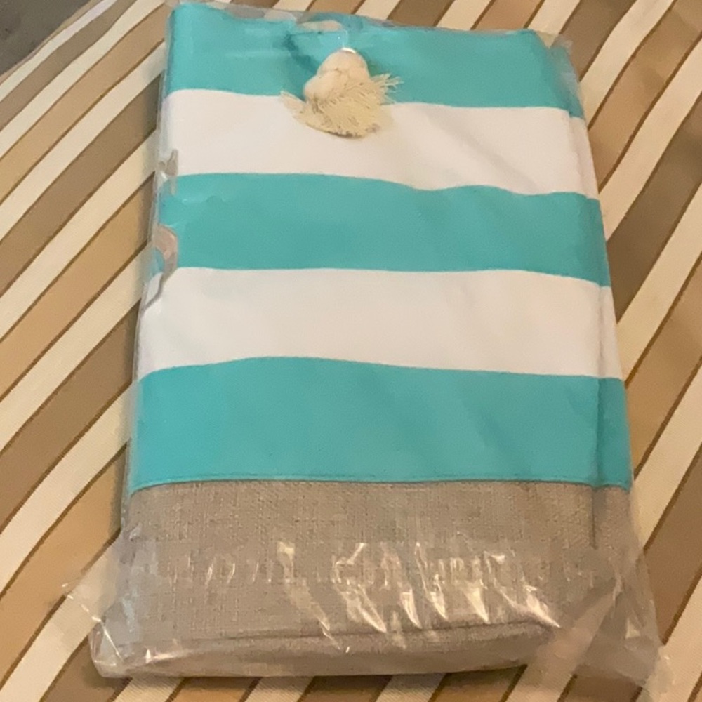 Striped Beach Bag with Tassel